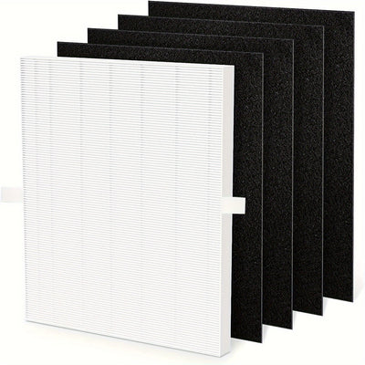 Juego de filtros de repuesto Winix PlasmaWave, 1 filtro HEPA verdadero + 4 prefiltros de carbón, compatible con purificadores de aire C535, 5300-2, 6300-2, P300, 9000, 5000, 5000B, material duradero de plástico y papel
