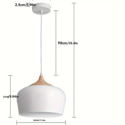Arandela Moderna Minimalista de Hierro con Diseño en Madera Negra/Blanca - Ideal para Comedor o Isla de Cocina