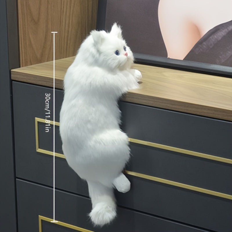 Muñeca de gato de resina hecha a mano, figurilla de kitty de piel falsa coleccionable, decoración para el hogar, regalo de boda, no requiere energía, material durable, figurilla decorativa para el hogar y la cocina