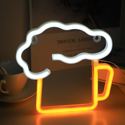 Letrero de cerveza LED con USB y batería, ideal para bares en casa, garajes, patios y cuevas de hombre, decoración de pared vibrante, regalo perfecto para novios
