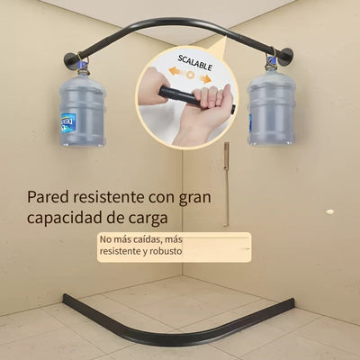 Cortina de baño plegable para esquinas curvas, 1 juego, separación de áreas secas y húmedas, con ganchos rodantes negros, succión magnética doble, material de lino imitación en ambos lados, ideal para baño de casa o vestidor