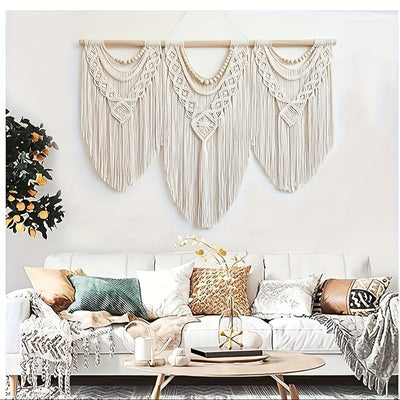 Tapiz bohemio con borlas grandes, decoración tejida a mano elegante para el hogar, dormitorio, sala de estar, bodas, fiestas de Halloween y Navidad