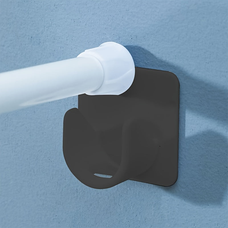 2 piezas de soportes telescópicos para cortinas sin taladro, color blanco, con adhesivo - Multifuncionales, fáciles de instalar, para decoración del hogar, soporte para varillas de cortinas