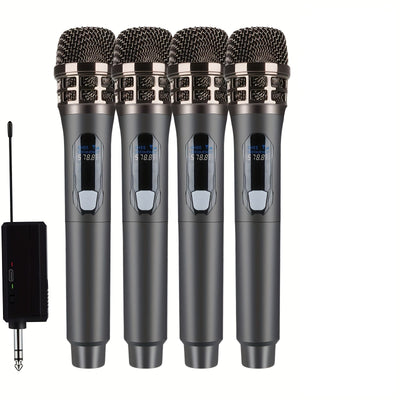 Sistema de Micrófono Dinámico Inalámbrico Profesional de 4pcs/2pcs/1pc - Receptor Recargable, Audio Cristalino, Batería de Larga Duración, Ideal para Fiestas, Iglesia, Reuniones, Bodas, Karaoke, Actuaciones y Discursos Públicos