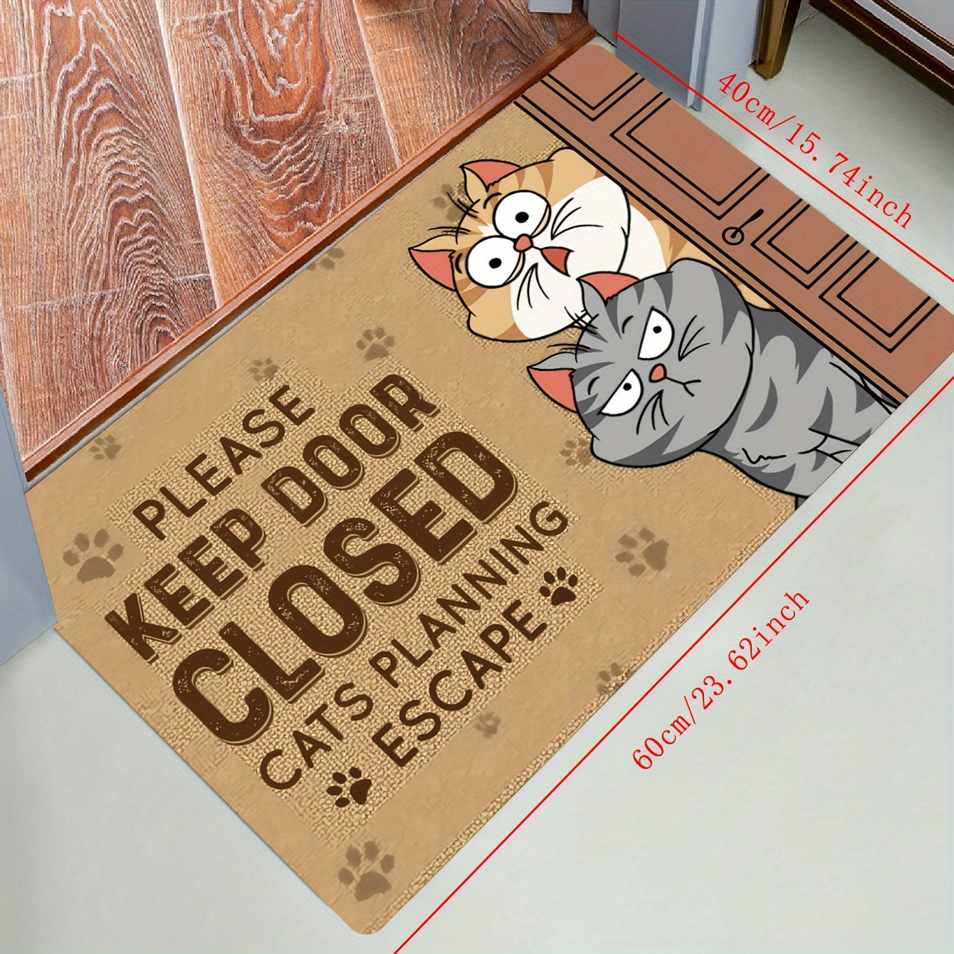 Alfombra de bienvenida para gatos, 1 pieza, para interiores, decoración del hogar, antideslizante, de poliéster, 1 cm de grosor, 800 g por metro cuadrado