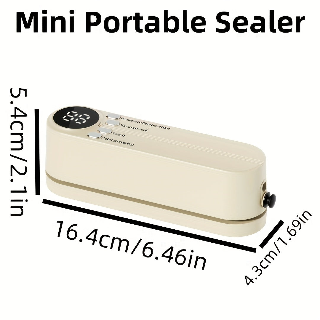 MOMMED Sellador de Vacío Inalámbrico Portátil - Recargable por USB, Conservador de Alimentos Multifuncional con Sellado de Bolsas de Snacks y Succión Externa, Diseño Compacto para Cocina y Picnics al Aire Libre