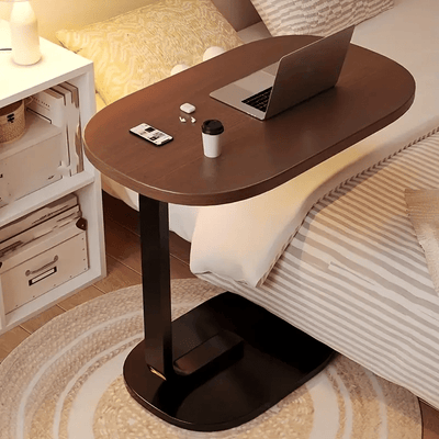[2 Colores Disponibles] Mesa C en forma de C para vagos, se puede empujar y tirar y colocar a voluntad, resistente y duradera, adecuada para sala de estar/estancia/estudio!