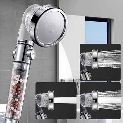Cabezal de ducha de alta presión con 3 modos de funcionamiento, detención de agua con un solo clic - Espray de filtro de mano multifuncional con ajustes personalizables, ahorro de agua y fácil instalación, ajuste universal para duchas estándar, accesorio