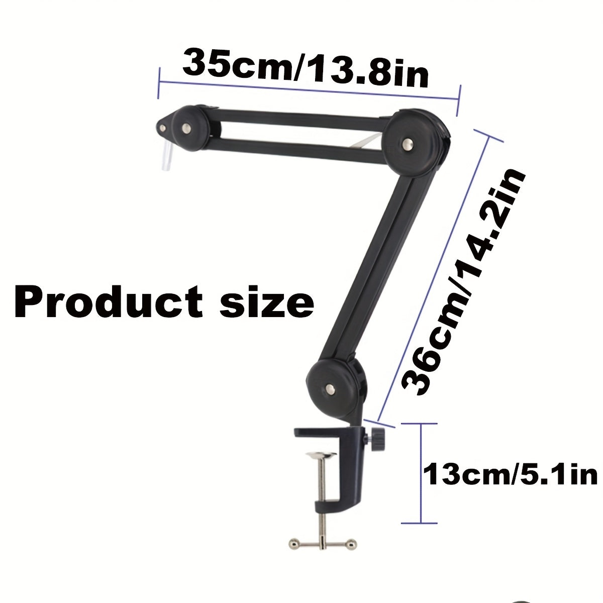 Brazo de micrófono ajustable de alta resistencia con canal de gestión de cables, sujeción de escritorio y instalación multifuncional para podcasting, podcast boomers, accesorios de micrófono
