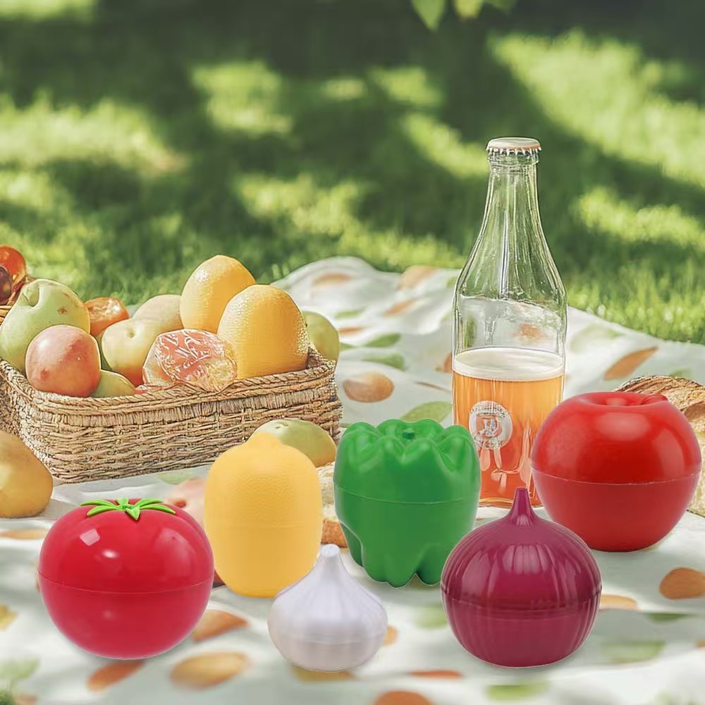 7 Piezas de Contenedores para Frutas y Verduras - Tapas Antiderrames, Recipientes Reutilizables para Refrigerador y Despensa, Lavado a Mano, Almacenamiento de Granos, Ajo, Utensilios Divertidos, Construcción Resistente, Organización de Cocina