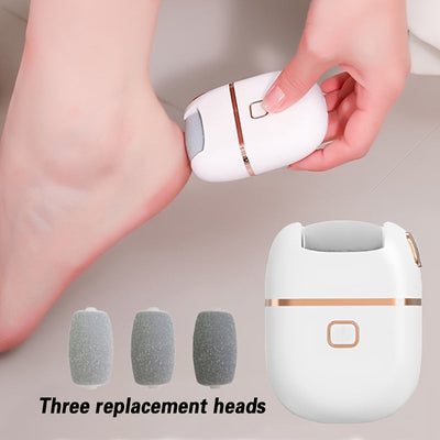 1 pieza, limpiador de pies eléctrico recargable para pies rotos y eliminación - Polimento grueso, 3 cabezas de molienda de reemplazo, 2 configuraciones de velocidad, portátil y fácil de usar con carga USB, cuidado de pies y manos de luz dura beige, FOPCS