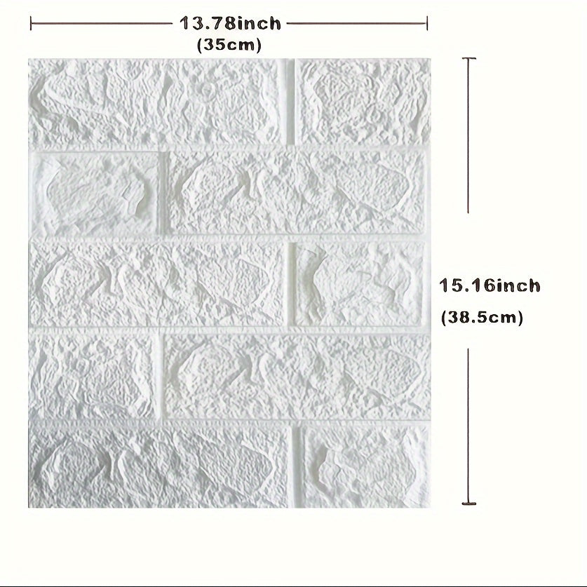 30 piezas de baldosas de espuma 3D tipo ladrillo DIY, autoadhesivas y fáciles de cortar, superficie texturizada para cocina, sala, baño o pasillo - 35 cm x 38 cm, blanco con detalles en gris y morado, diseño grueso y duradero