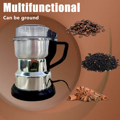 Molino de granos de acero inoxidable eléctrico, ultrafino para hogar y cocina, para granos enteros y artículos secos, tamaño pequeño con función de arranque de un solo botón, potente con enchufe de 110V de EE. UU., no requiere batería, forma irregular, e