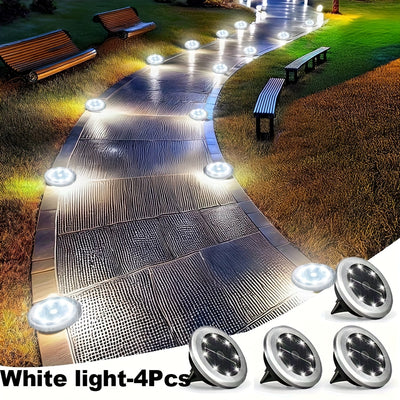 Pack de 4 Luces Solares para Exteriores, Luces LED Solar para Caminos, Iluminación Decorativa Impermeable IP65 para Escalones, Jardines y Cercas