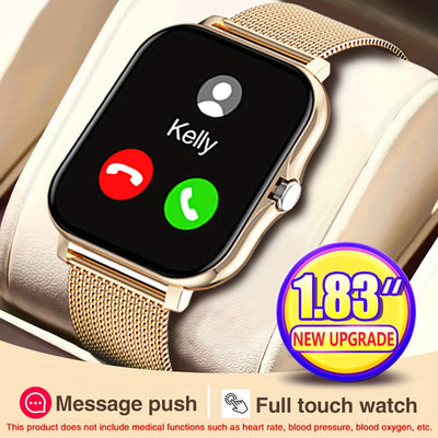 Reloj inteligente de 4,65 cm con llamada inalámbrica, pantalla digital, batería de litio recargable, caja de aleación de zinc, movimiento electrónico, correa de silicona y acero inoxidable - Compatible con varios teléfonos