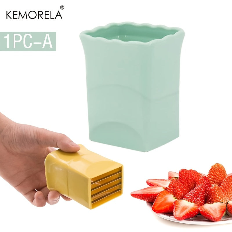 1pc Cortador de Frutas Multifunción KEMORELA - Material ABS, Gadget de Cocina Sin Carga para Preparación Rápida de Ensaladas, Cortador de Huevos y Plátanos, Cortador de Fresas, No Requiere Batería