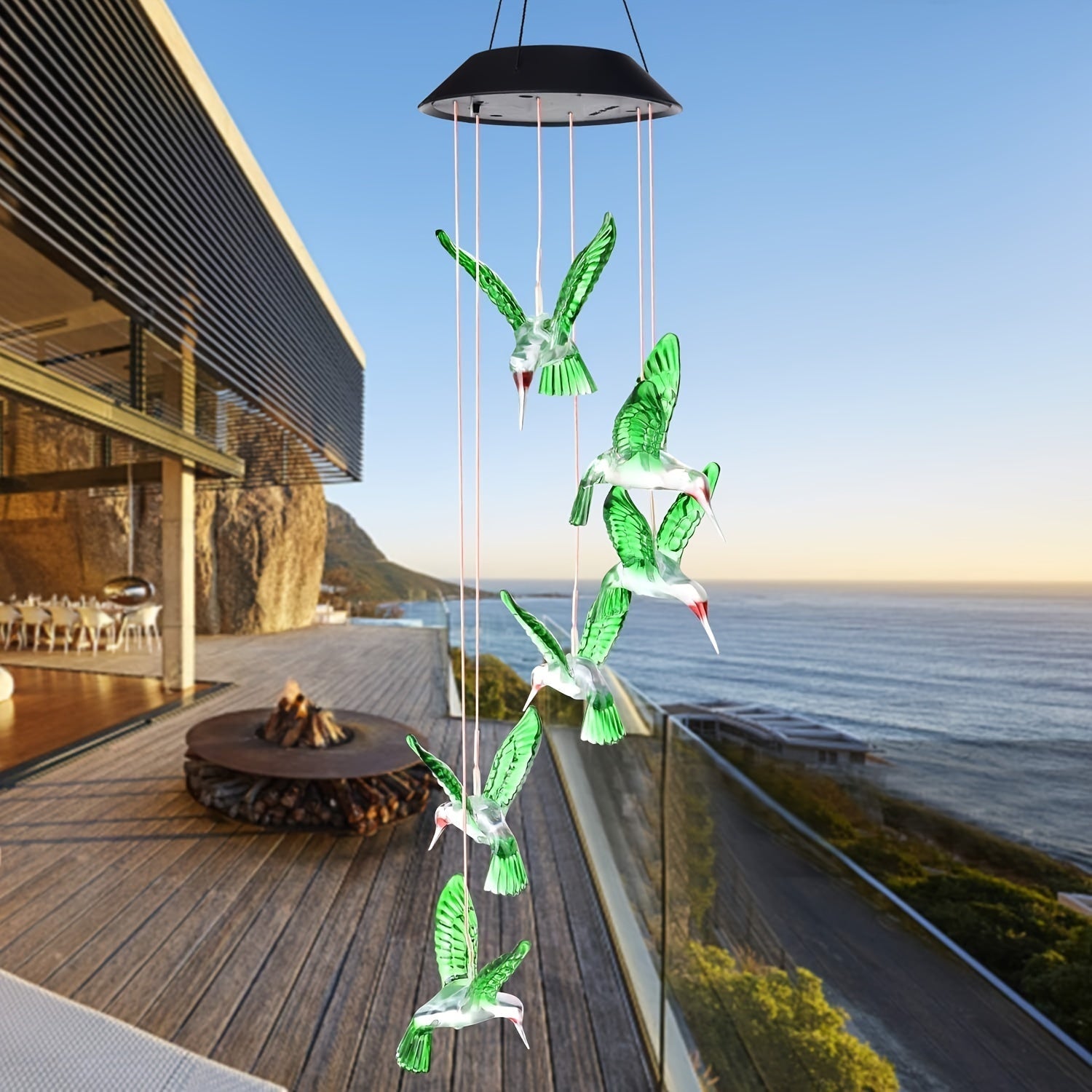 Carillones de viento para exteriores que cambian de color con colibríes verdes, regalo perfecto para madres, abuelas, esposas, hijas y hermanas, ideal para decoración de jardín