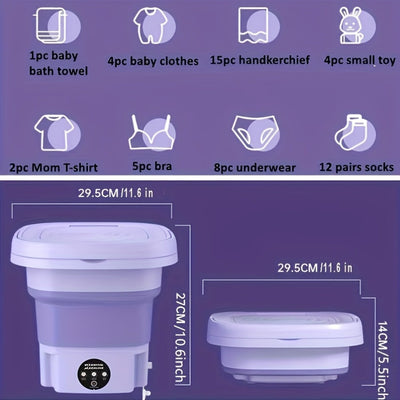 Máquina de lavar plegable de 8 litros, máquina de lavar mini, lavadora portátil para autocaravanas, adecuada para uso de viaje, ahorradora de ropa interior y sujetador, ideal para uso doméstico, sin batería.