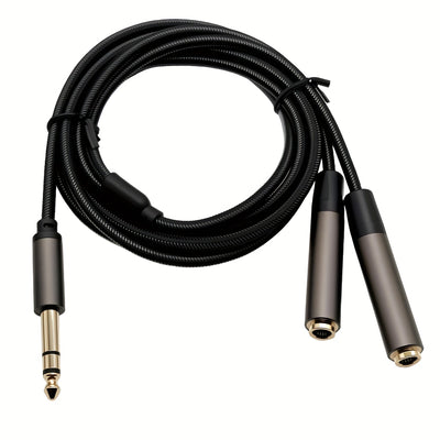 Divisor Estéreo TRS de 6.35 mm, Cable Divisor para Micrófono y Auriculares 1 a 2, Conector Macho TRS de 1/4 Pulgada a Hembra Doble, Extensión con Enchufe Chapado en Oro para Mezclador de Guitarra y Altavoz