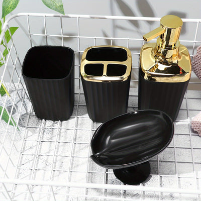 4 Piezas, Soporte Para Cepillo De Dientes, Vaso Para Enjuague Bucal Y Jabonera, Ideal Para Organizar Los Artículos Esenciales De Su Baño Accesorios De Baño, Kit De Baño Con Estilo Y Funcional Con Dispensador De Loción