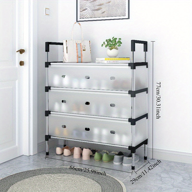 Organizador de zapatos de varios niveles - Gabinete de almacenamiento para piso, ahorrador de espacio, con estantes y diseño antipolvo, construcción duradera de plástico y acabado pintado elegante, ideal para entrada, clóset o apartamento, gabinete para