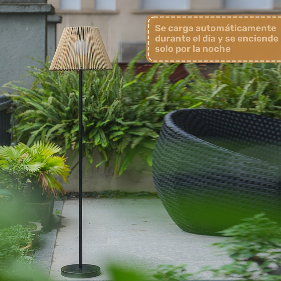 1 lámpara de suelo solar DJGIFI - Diseño moderno y minimalista, patrón geométrico, IP44, resistente al clima, batería solar, ideal para decoración del hogar y el jardín, luces solares al aire libre.
