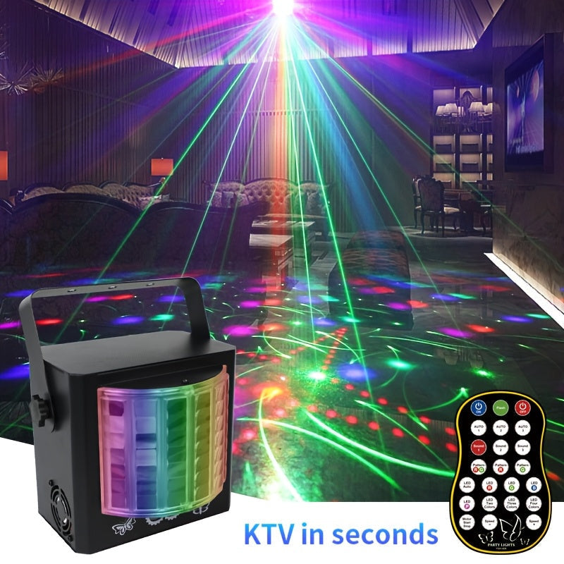 Proyector LED mini USB YSH con control remoto, luces estroboscópicas activadas por sonido para fiestas, karaoke y eventos, iluminación láser portátil color grafito, ideal para cumpleaños, Pascua, Día de la Madre y más