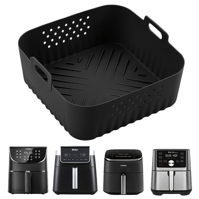 1/2 piezas de funda de silicona para freidor de aire de 8,8 pulgadas para freidor de aire de 5,5 a 7 tazas, resistente al calor y fácil de limpiar, bandeja de silicona para freidor de aire Ninja AF181, AF180, AF141, AF140, Philips HD9270