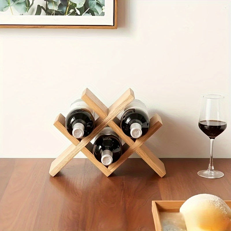 Sostenedor de Vino de Madera Apilable - Construcción de Tronco Sólido, Estilo Europeo, Estantería de Almacenamiento de Licores Multi-Ranura para Decoración del Hogar