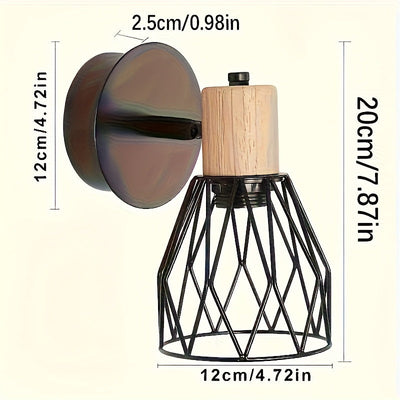 2 Piezas de Apliques Industriales - Lámpara de Pared con Cabeza Ajustable y Jaula Metálica Negra, Iluminación Semi-Encastrada Moderna para Sala, Dormitorio o Cocina, Escaleras - Compatible con Alexa, Base E26 (Bombillas No Incluidas), Luces Laterales Con