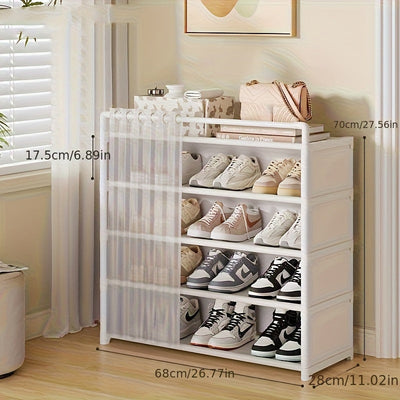 1 Juego - Gabinete de exhibición de zapatos transparente y a prueba de polvo, plegable con base antideslizante, fácil de limpiar, adecuado para almacenar zapatos, estante de almacenamiento de varias capas, de pie, con gran capacidad.