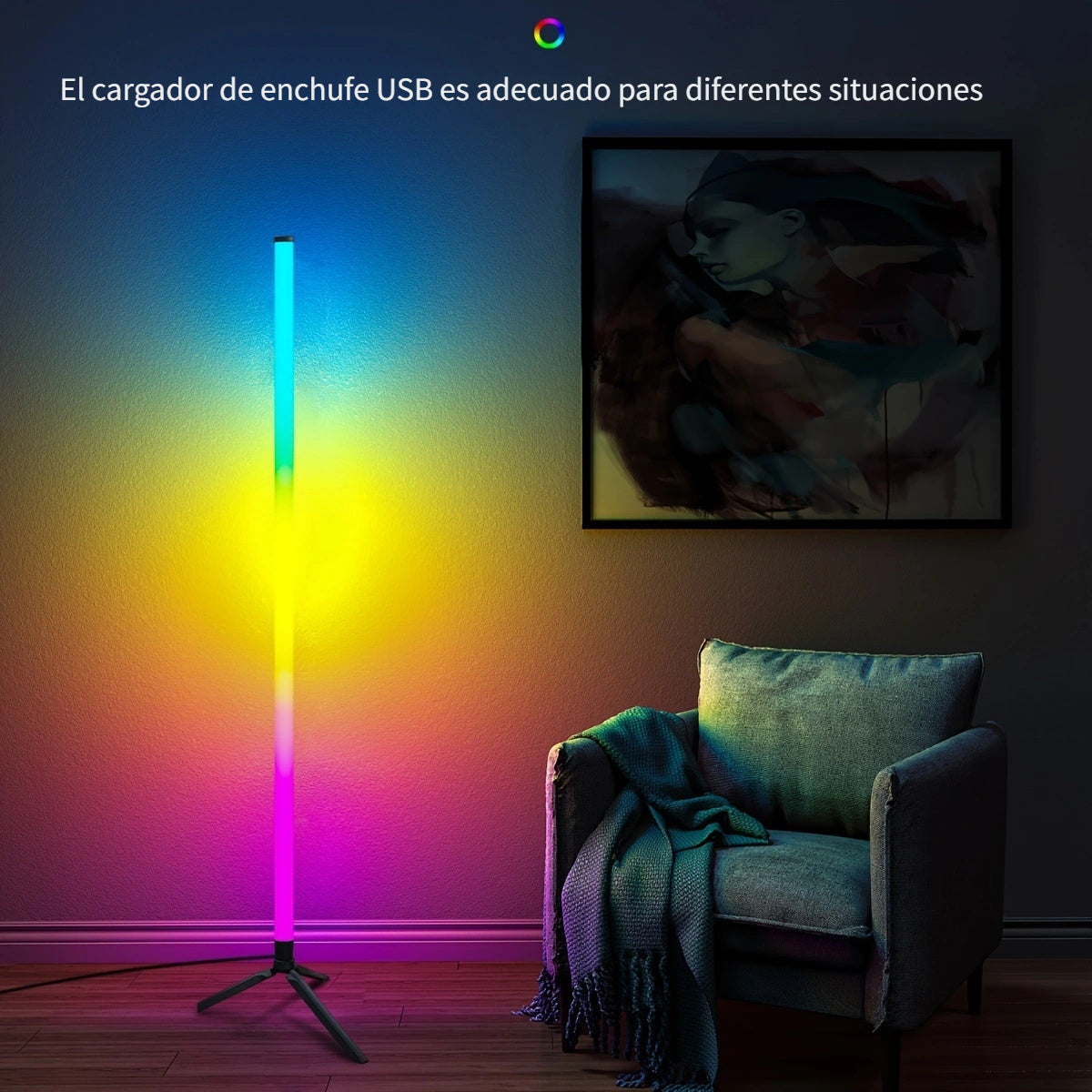 Lámpara LED moderna para esquina con control remoto inteligente - Multicolor RGB, alimentación por USB, 4 modos para música, sala de juegos, dormitorio, decoración navideña, luz ambiental musical | Luz decorativa moderna | Construcción en plástico