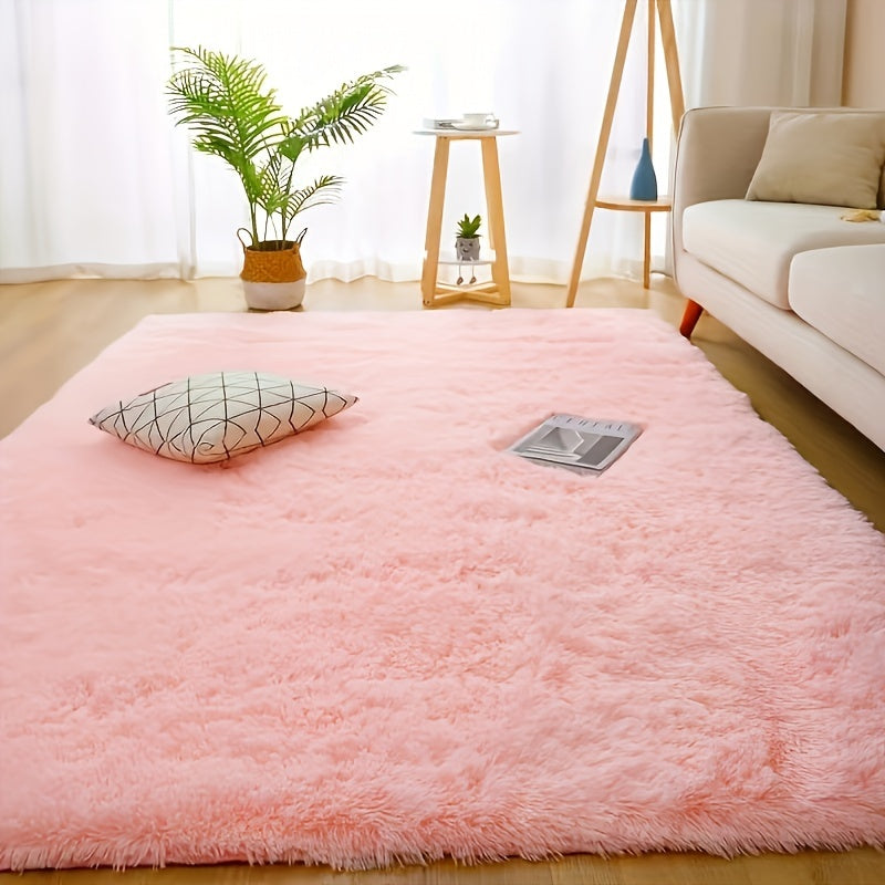 Alfombra rectangular de poliéster suave y gruesa, color sólido, para interiores - Ideal para oficina o dormitorio, decoración navideña, no desprende pelusa, solo limpieza en seco, esponjosa y cálida, esencial para el hogar