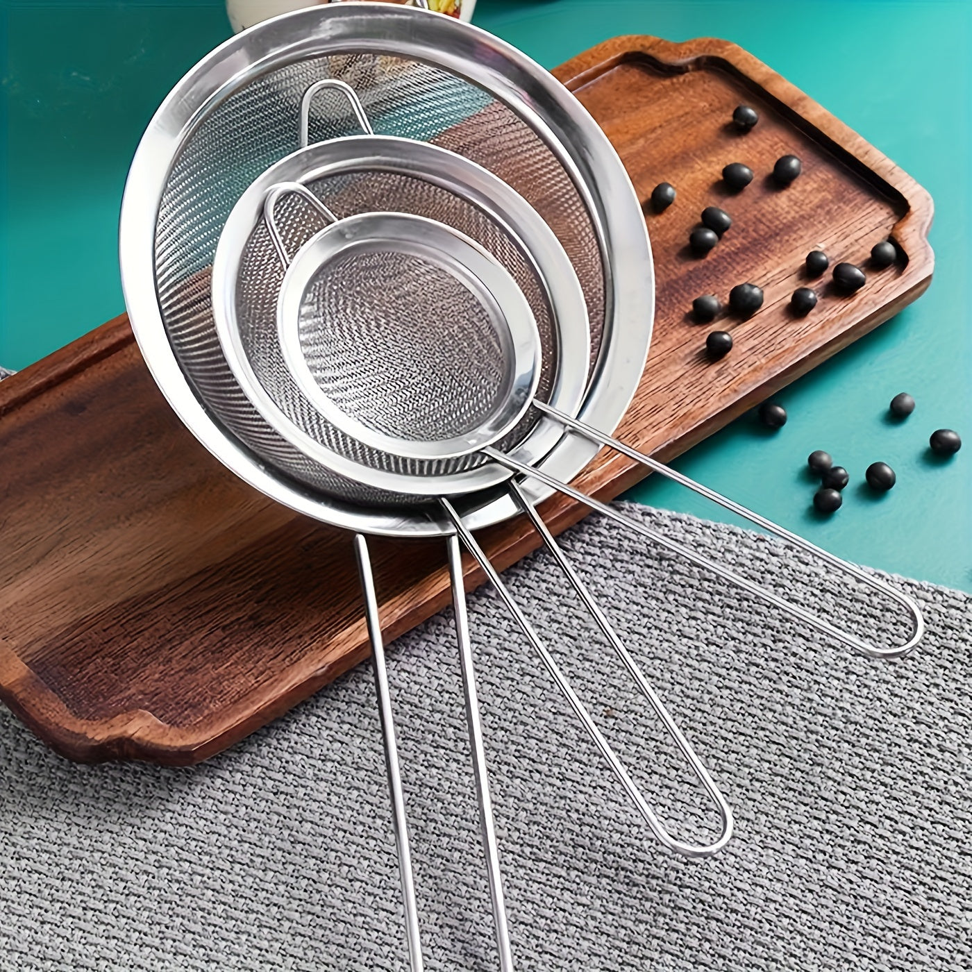 Juego de 3 Coladores de Malla Fina de Acero Inoxidable