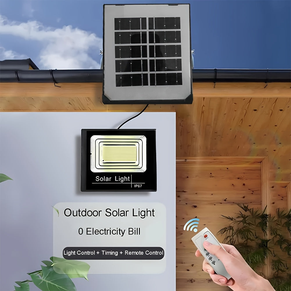 Luces solares LED para jardín con control remoto y paneles solares, luces solares IP67 de alta luminosidad para exteriores.