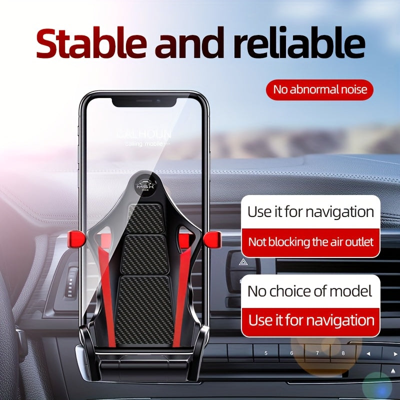 Soporte de teléfono para ventilador de coche giratorio - Estilo de silla de barril de carreras, montaje en tablero de instrumentos, rotación de 360°, acentos negros y rojos, ideal para decoración interior de automóviles y regalo de cumpleaños, decoración