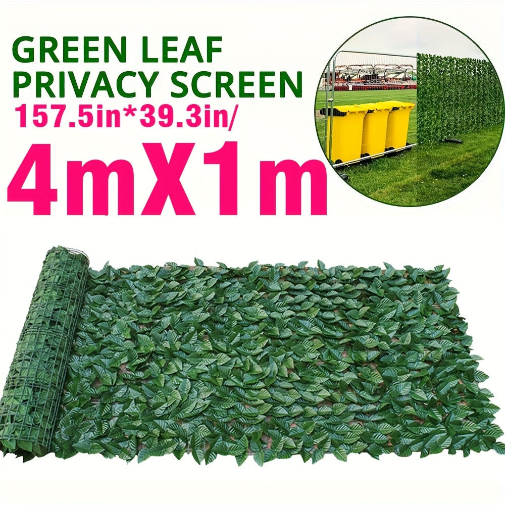 1 rollo de 157 pulgadas x 39 pulgadas (4m x 1m) de hiedra artificial para privacidad, pantalla de pared de follaje artificial para decoración de exteriores, patio y jardín, panel de seto con enredaderas verdes, ideal para decoración festiva de patios