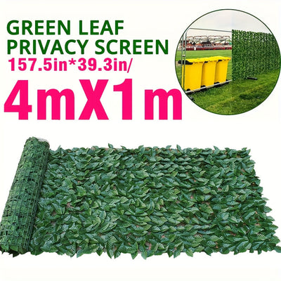 1 rollo de 157 pulgadas x 39 pulgadas (4m x 1m) de hiedra artificial para privacidad, pantalla de pared de follaje artificial para decoración de exteriores, patio y jardín, panel de seto con enredaderas verdes, ideal para decoración festiva de patios