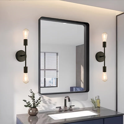 Arandela Minimalista Moderna de 2 Luces con Base E27 - Aplique Semiempotrado en Hierro Fundido para Entrada, Pasillo, Baño, Escaleras y Dormitorio (Sin Bombillas Incluidas), Iluminación Elegante para Sala, Acabado Pintado