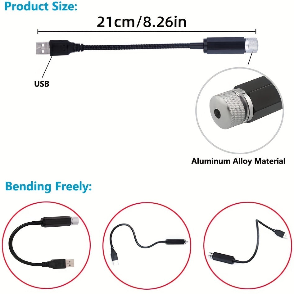 1pc Proyector De Estrellas Luz Nocturna, Luces De Atmósfera De Techo De Coche USB, Luces Interiores Románticas Ajustables Portátiles De Coche, Decoraciones De Luz Nocturna USB Portátiles Para Coche, Techo, Dormitorio