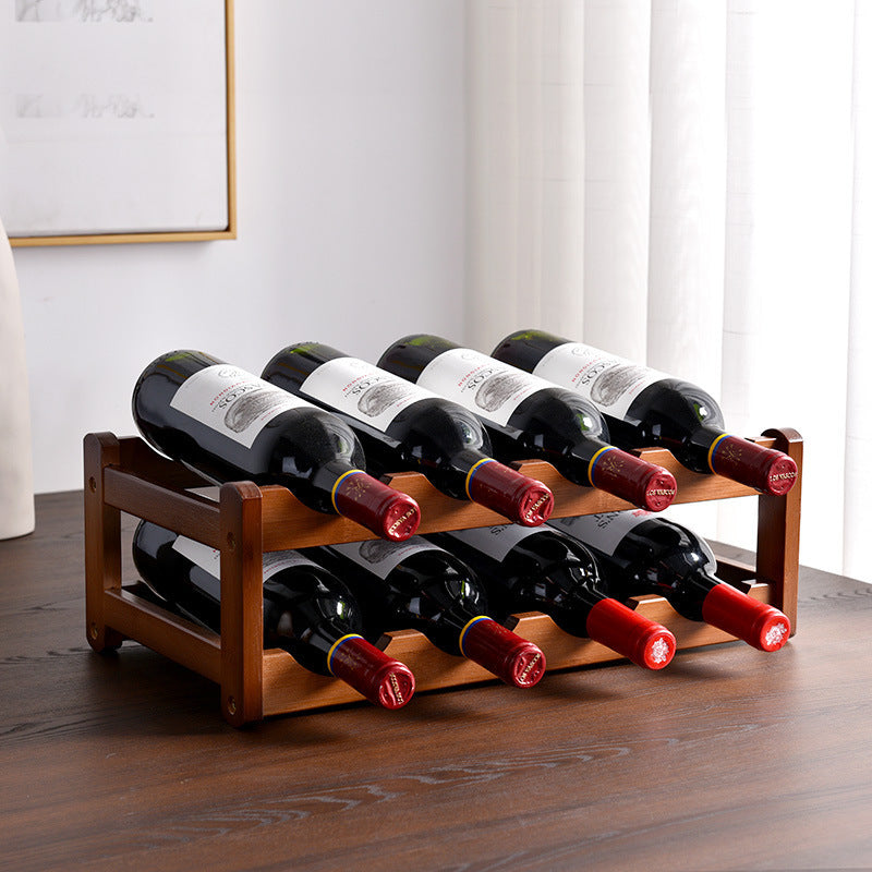 Soporte de vino de 8 a 12 botellas - Estante de madera de varios niveles para vino tinto, ideal para cocina, bar y almacenamiento de bodega, almacenamiento de vino de bar|Soporte de vino moderno|Soporte de vino de madera