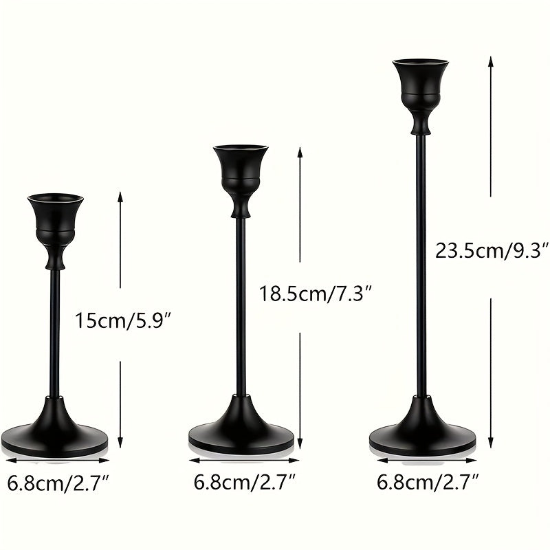 Juego de 3 Candelabros de Diseño Vintage, Candelabro Cónico de Metal Dorado de Latón - Decoración de Temática Floral para Mesa, Acabado con Aceite - Perfecto para Bodas, Navidad, Fiestas, Repisas, Regalos de Inauguración (Velitas No Incluidas)