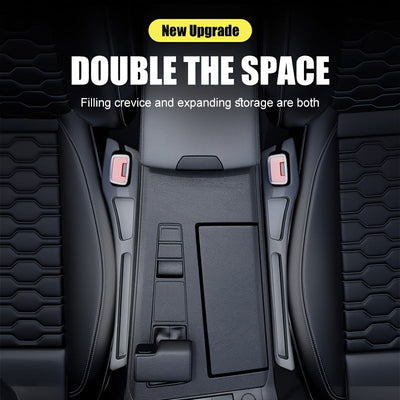 2 piezas de caja de almacenamiento organizadora para hueco de asiento de coche - Prueba de fugas y caídas, duradera PVC con soporte para teléfono y llaves, relleno de ranura espaciosa para organización de hueco de asiento - Accesorios de interior de coch