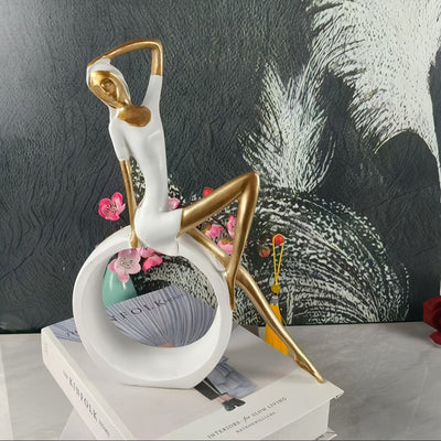 2 Piezas de Estatuilla de Resina Artística de Chica de Yoga - Escultura Creativa Nórdica, Figura de Bailarina Elegante - Perfecta para Decoración del Hogar y Regalo Ideal - Adorno de Mesa Artístico para Sala, TV o Gabinete