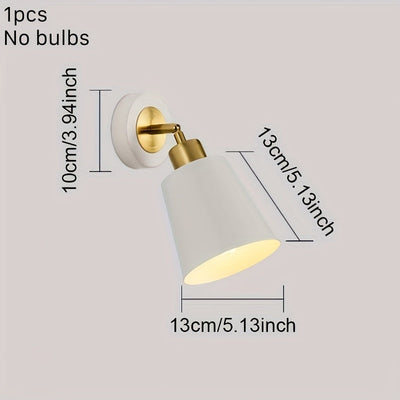 1/2pcs, Lámpara de Pared Moderna para Interior, Cuerpo Metálico Dorado con Pantalla, Portalámparas E27, Instalación Directa, Ideal para Dormitorio, Sala o Pasillo, Bombilla No Incluida