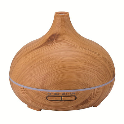 1pc Difusor de Aromaterapia de Tecnología Soundwave de Gran Capacidad de 550ml con Diseño de Grano de Madera Realista, Alimentado por USB - Perfecto para Cualquier Habitación