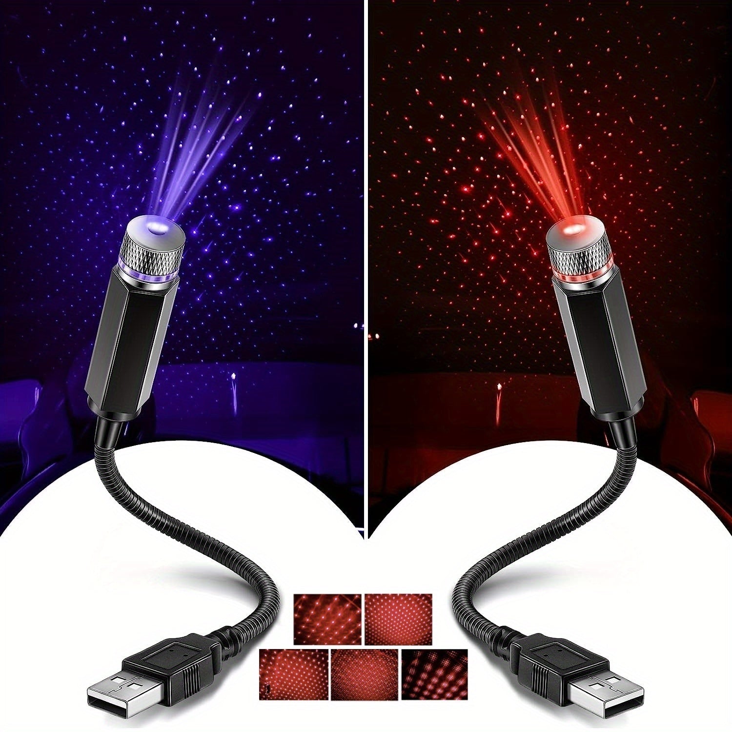 1pc Proyector De Estrellas Luz Nocturna, Luces De Atmósfera De Techo De Coche USB, Luces Interiores Románticas Ajustables Portátiles De Coche, Decoraciones De Luz Nocturna USB Portátiles Para Coche, Techo, Dormitorio