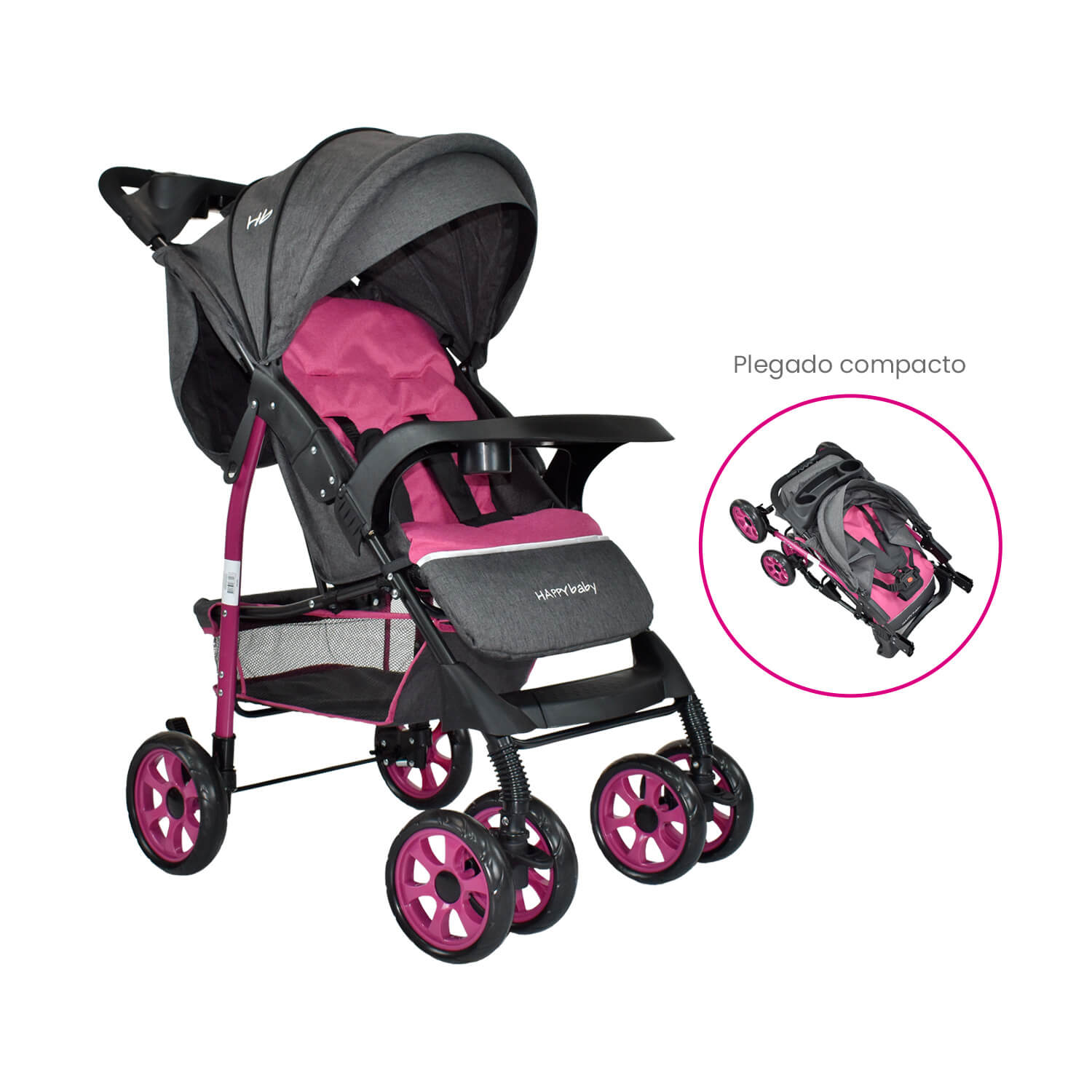 COCHE ESTANDAR  KLAUS HAPPY BABY - ROSADO