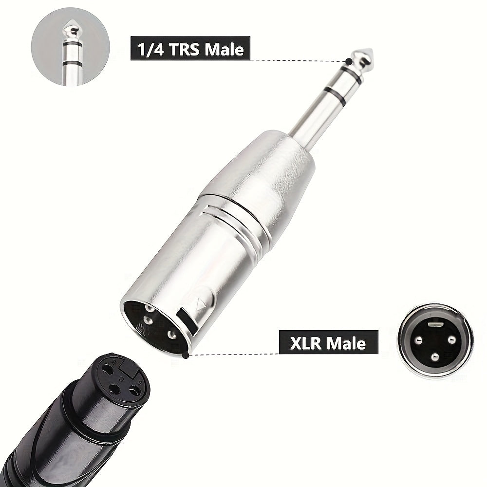 Adaptador TRS Estéreo a XLR de 1/4 Pulgada, Conector Masculino XLR a Cuarto de Pulgada (6.35 mm) para Audio Balanceado Compatible con Micrófonos y Mezcladores