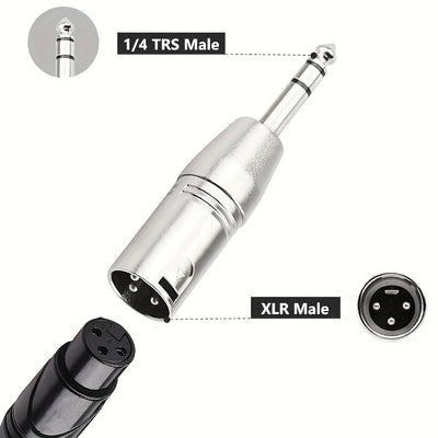 Adaptador TRS Estéreo a XLR de 1/4 Pulgada, Conector Masculino XLR a Cuarto de Pulgada (6.35 mm) para Audio Balanceado Compatible con Micrófonos y Mezcladores